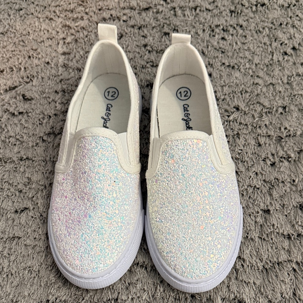 Cat & Jack Glittery White Kids Sneakers